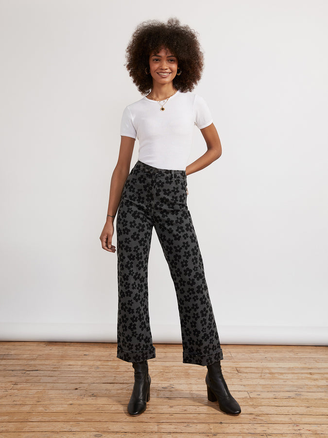 Faith Grey Floral Printed Trousers by KITRI Studio