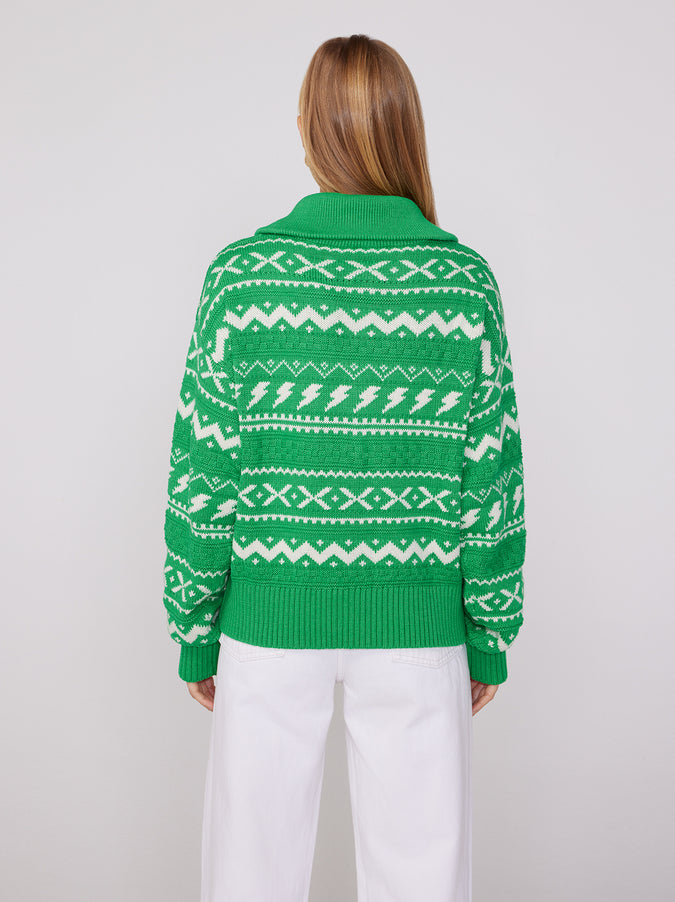 Fern Lightening Bolt Fairisle Sweater by KITRI Studio