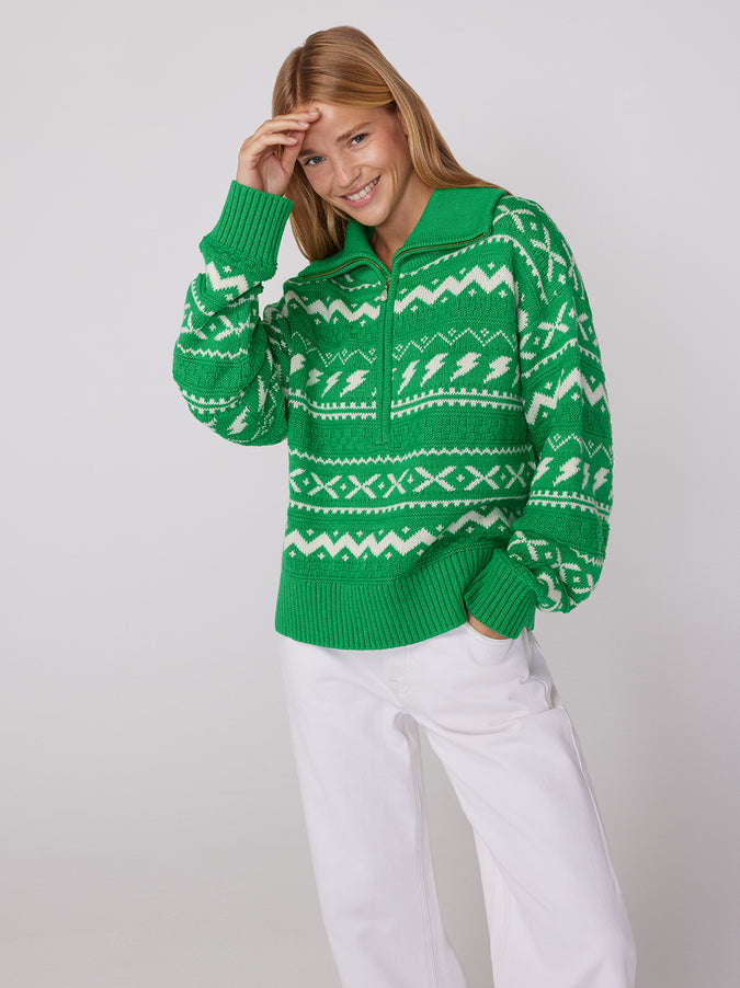 Fern Lightening Bolt Fairisle Sweater by KITRI Studio