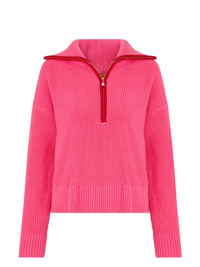 Fern Pink Half-Zip Sweater by KITRI Studio