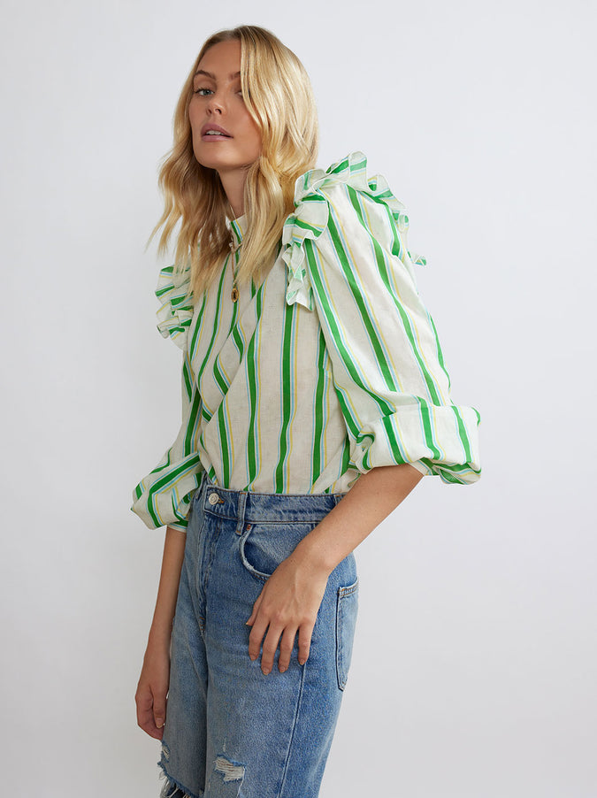 Fleur Green Stripe Top by KITRI Studio