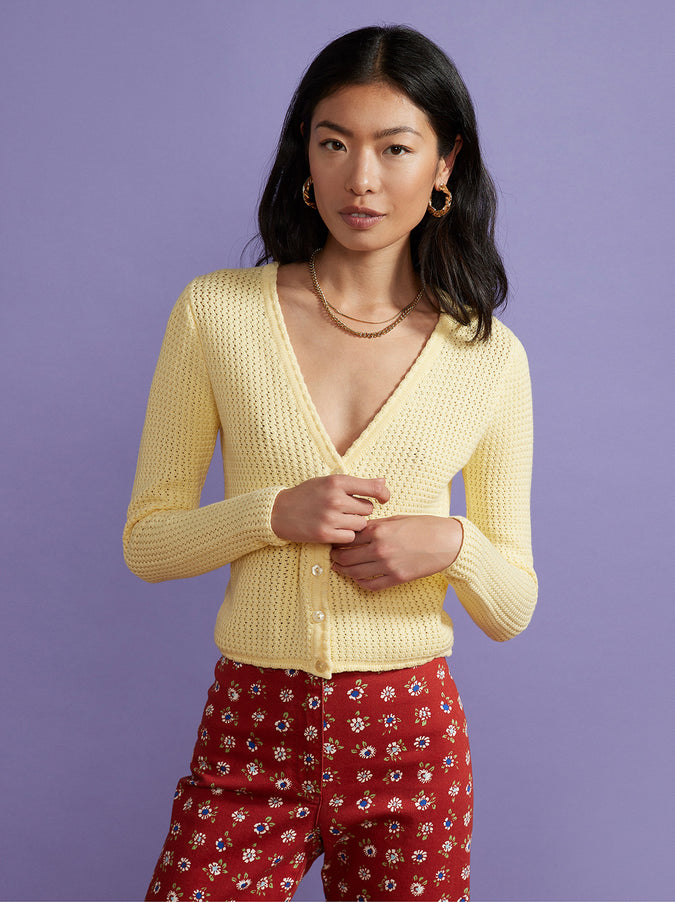 Florence Lemon Cotton Cardigan