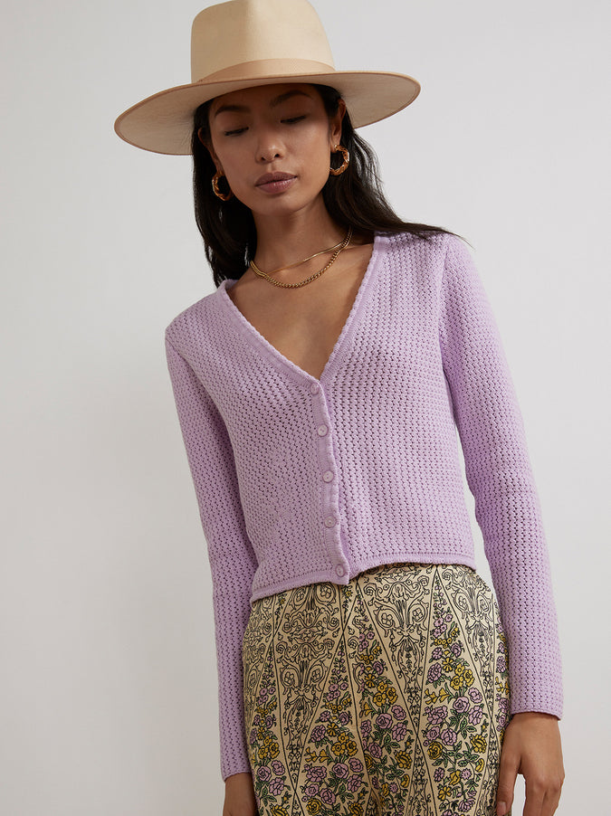 Florence Lilac Cotton Cardigan