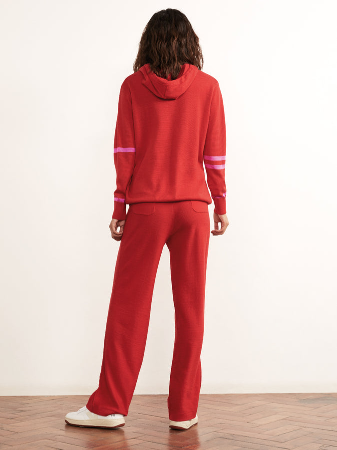 Frances Red Merino Hooded Jumper by KITRI Studio