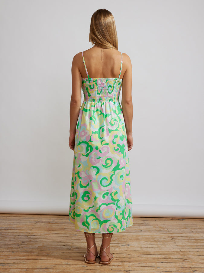Genevieve Multi Floral Swirl Midi Dress