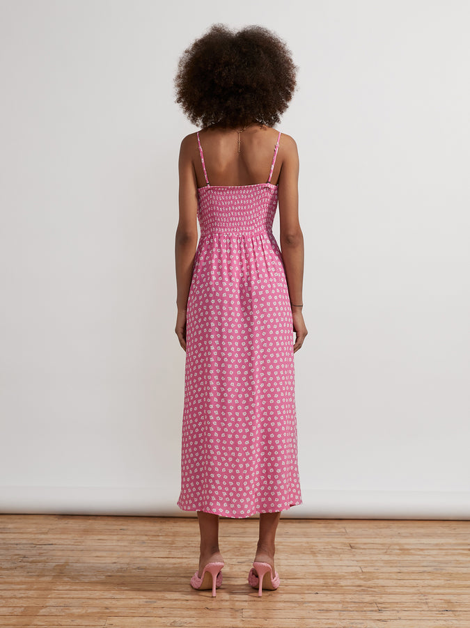 Genevieve Pink Ditsy Floral Midi Dress