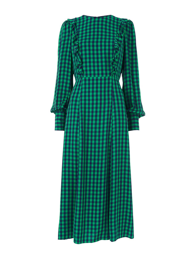 Gina Green Check Vintage Frill Dress by KITRI Studio