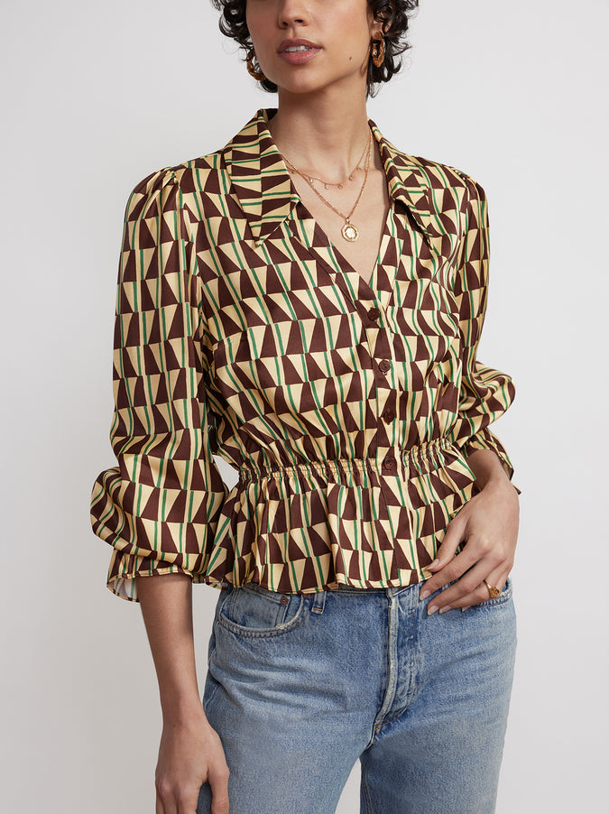 Gloria Chocolate Tile Print Top by KITRI Studio
