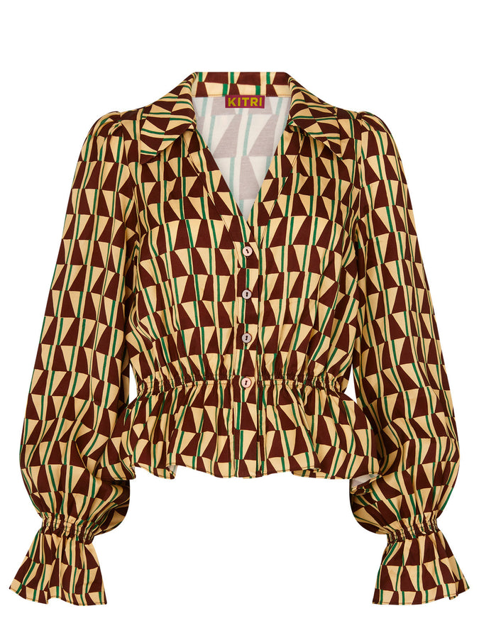 Gloria Chocolate Tile Print Top by KITRI Studio