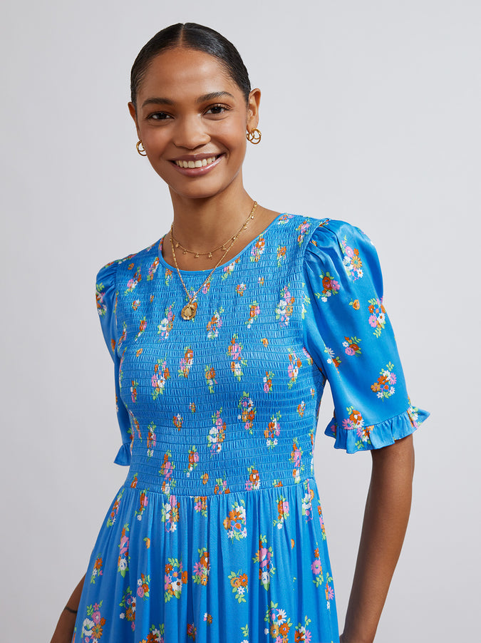 Gracie Blue Daisy Midi Dress