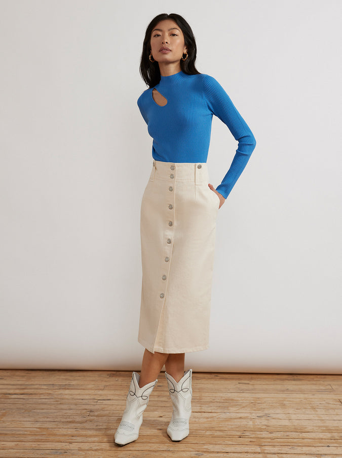 Halle Cobalt Blue Cutout Knit Top