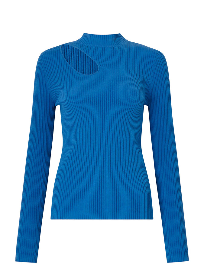 Halle Cobalt Blue Cutout Knit Top