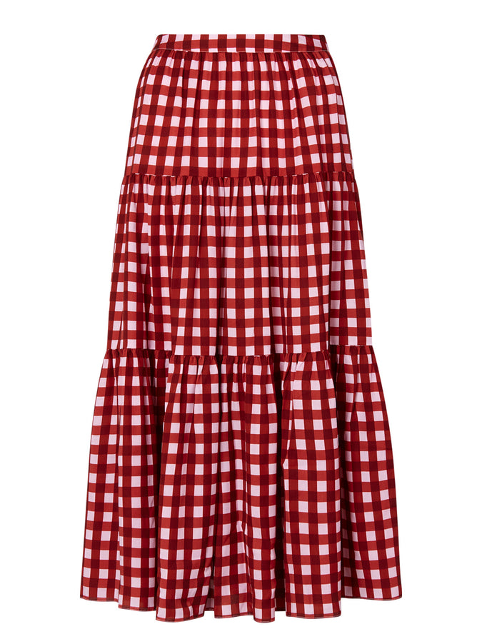Harley Pink Checked Tiered Skirt by KITRI Studio