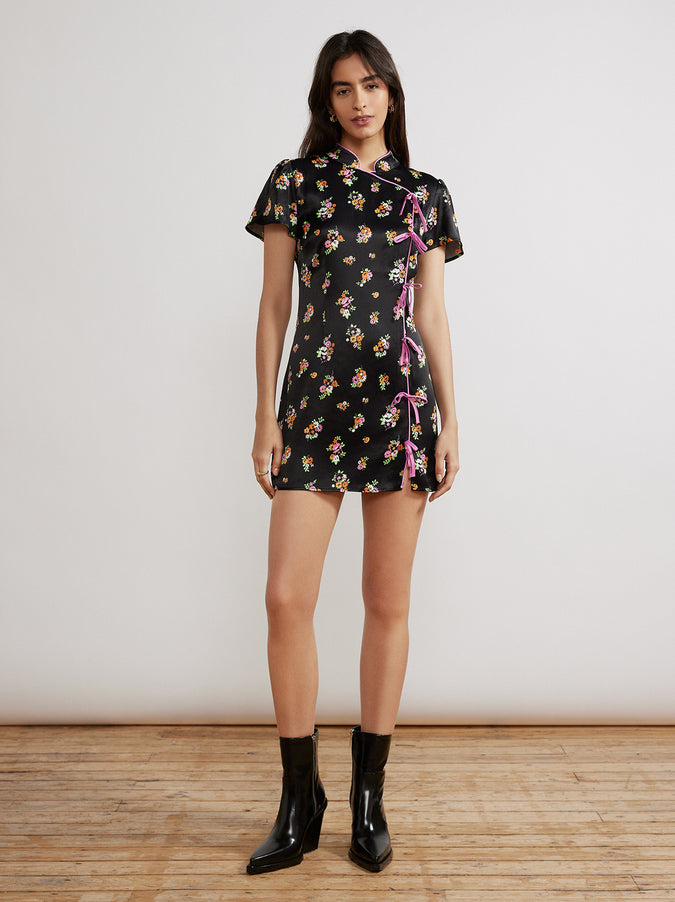 Harlow Black Floral Mini Dress by KITRI Studio
