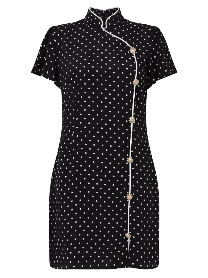 Harlow Black Polka Dot Mini Dress