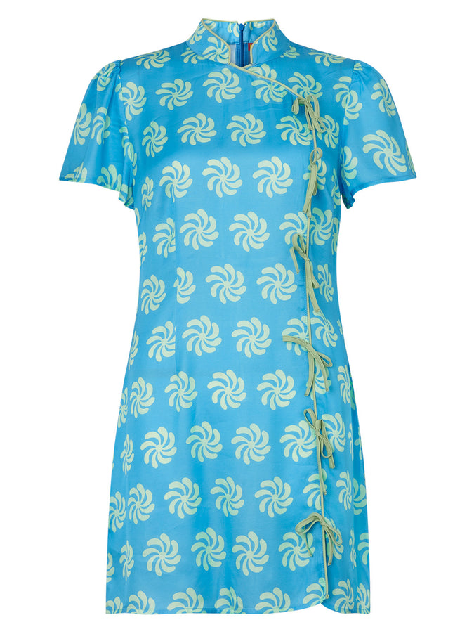 Harlow Blue Geo Floral Mini Dress