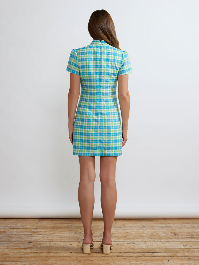 Harlow Blue Seersucker Mini Dress by KITRI Studio
