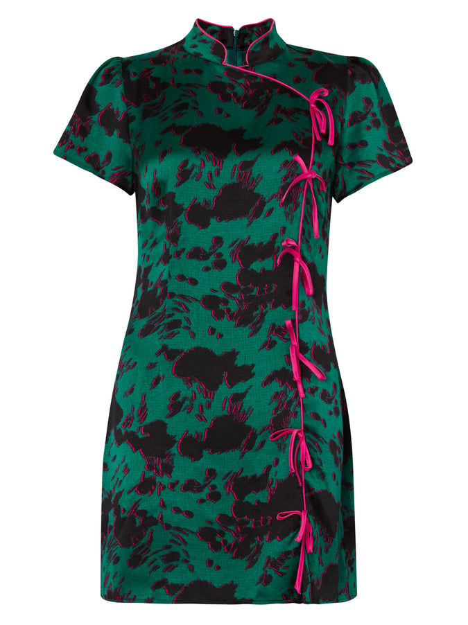 Harlow Green Cow Print Mini Dress