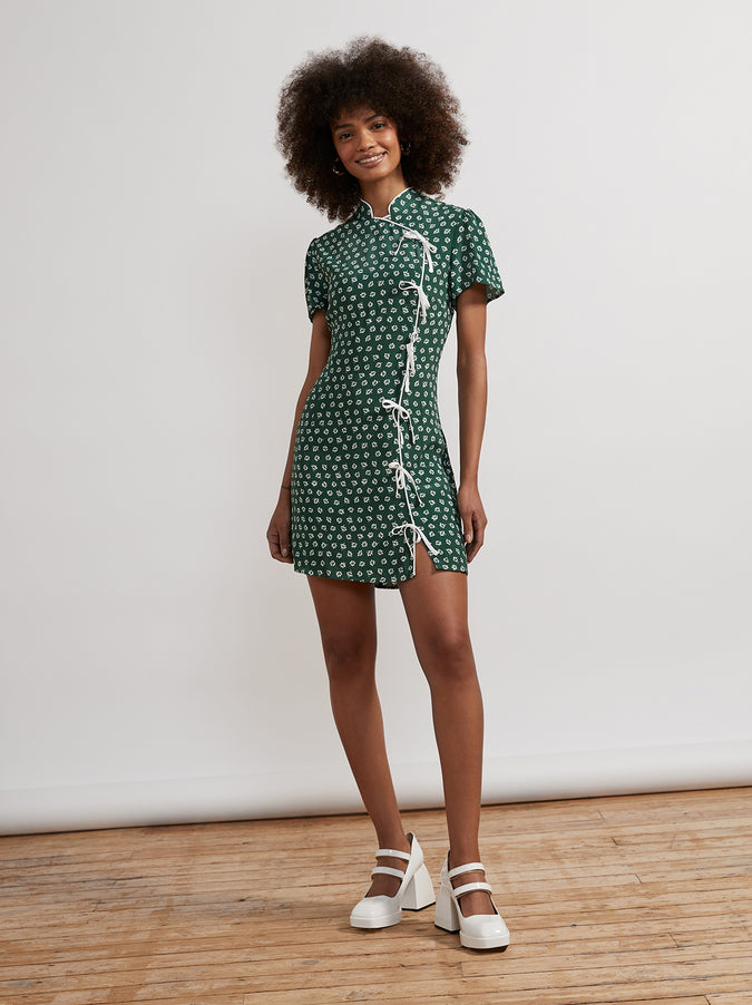 Harlow Green Ditsy Floral Mini Dress