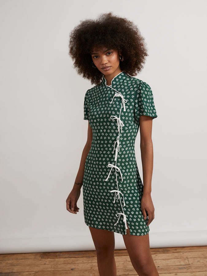 Harlow Green Ditsy Floral Mini Dress