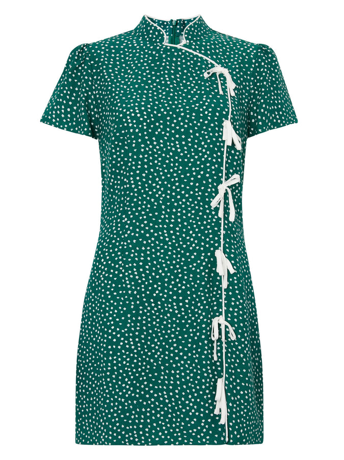 Harlow Green Spot Mini Dress