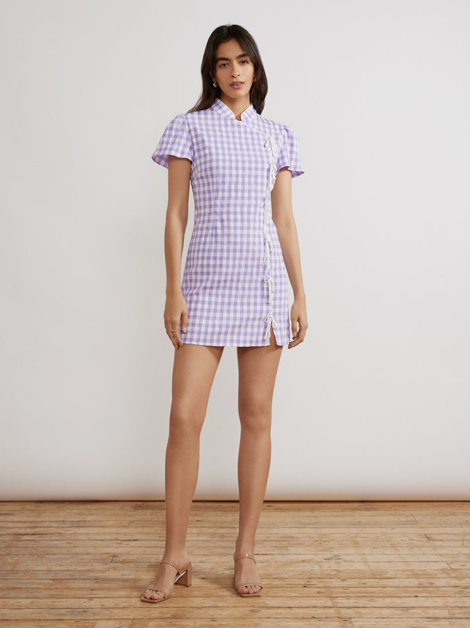 Harlow Lilac Check Seersucker Mini Dress