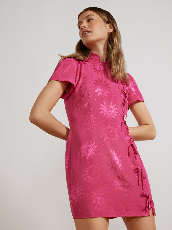 Harlow Pink Sungod Mini Dress by KITRI Studio