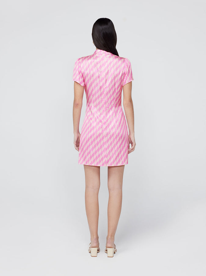 Harlow Pink Wavy Tile Mini Dress by KITRI Studio