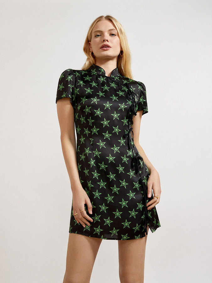Harlow Retro Star Print Mini Dress by KITRI Studio