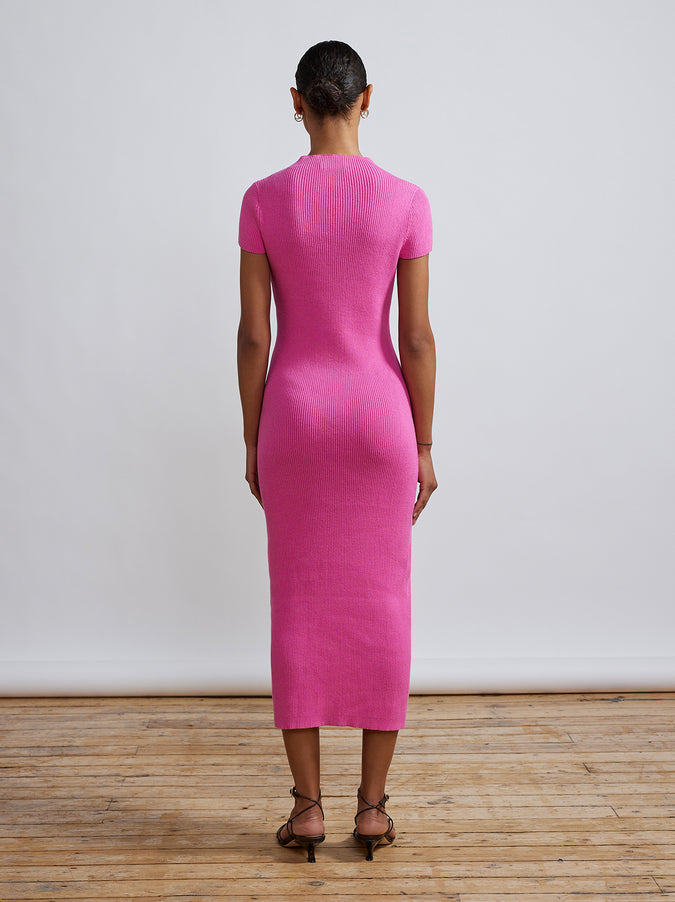 Harmony Fuchsia Cutout Knit Midi Dress