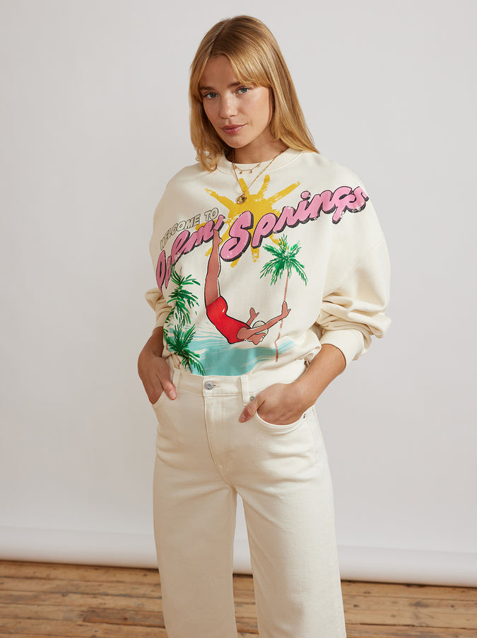 Hayden Ivory Palm Springs Print Sweatshirt