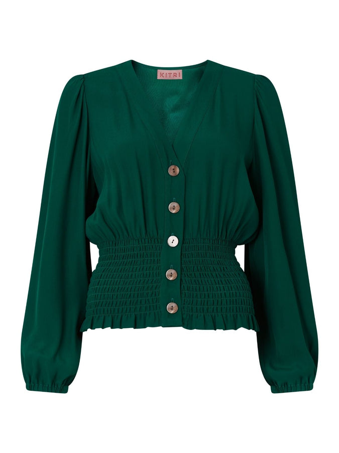 Heidi Smocked Green Top