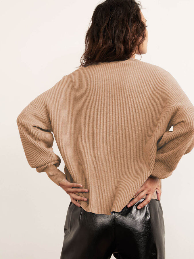 Hettie Camel Crew Neck Jumper by KITRI Studio