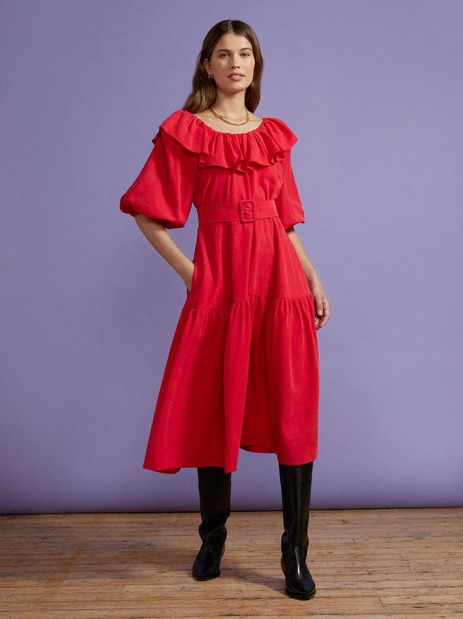 Imelda Red Frill Dress