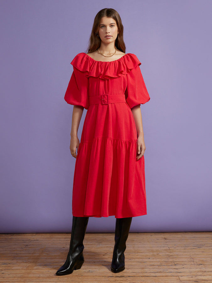 Imelda Red Frill Dress