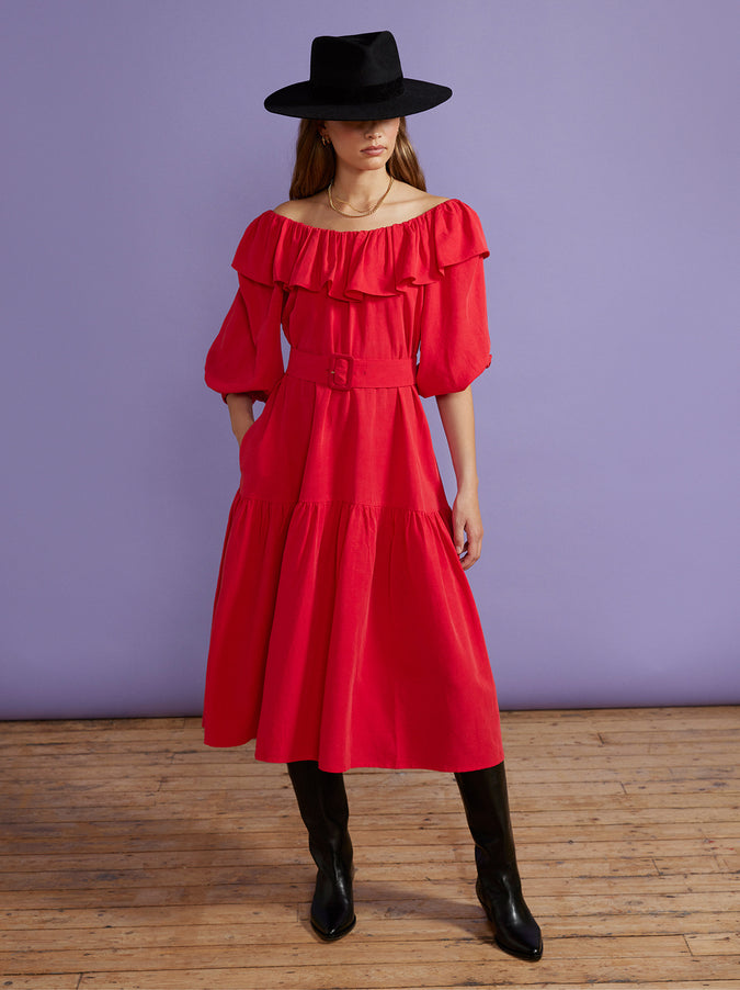 Imelda Red Frill Dress