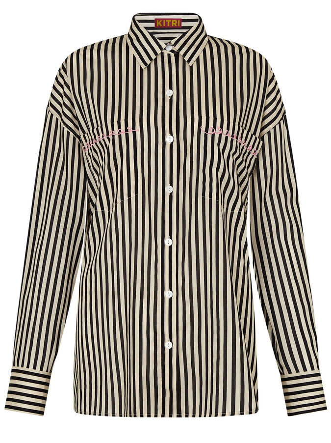 Iona Black Stripe Shirt by KITRI Studio