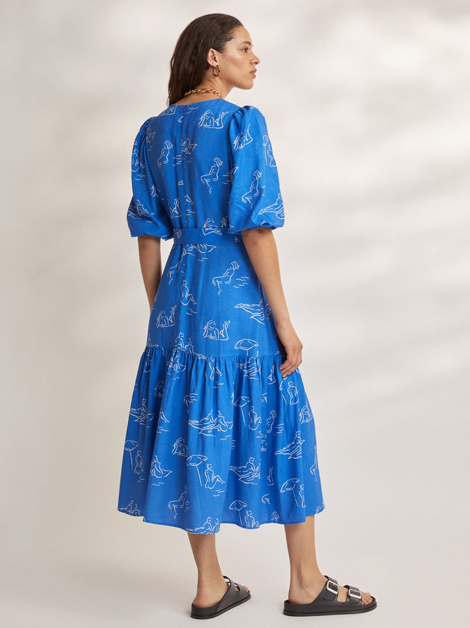 Jenny Blue Sunbathers Midi Dress by KITRI Studio