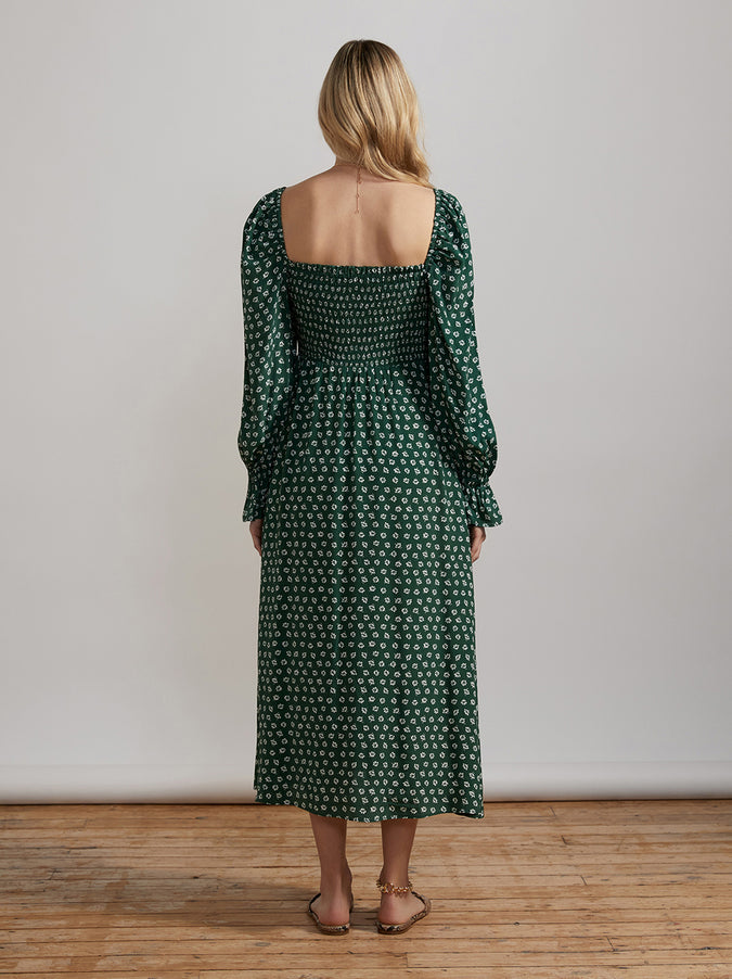 Jolene Green Ditsy Floral Midi Dress