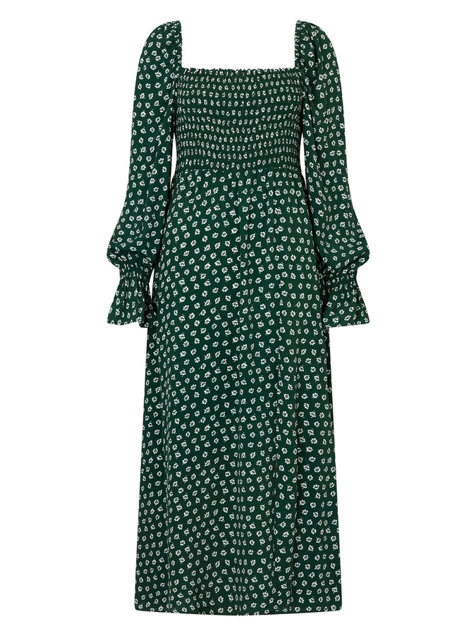 Jolene Green Ditsy Floral Midi Dress