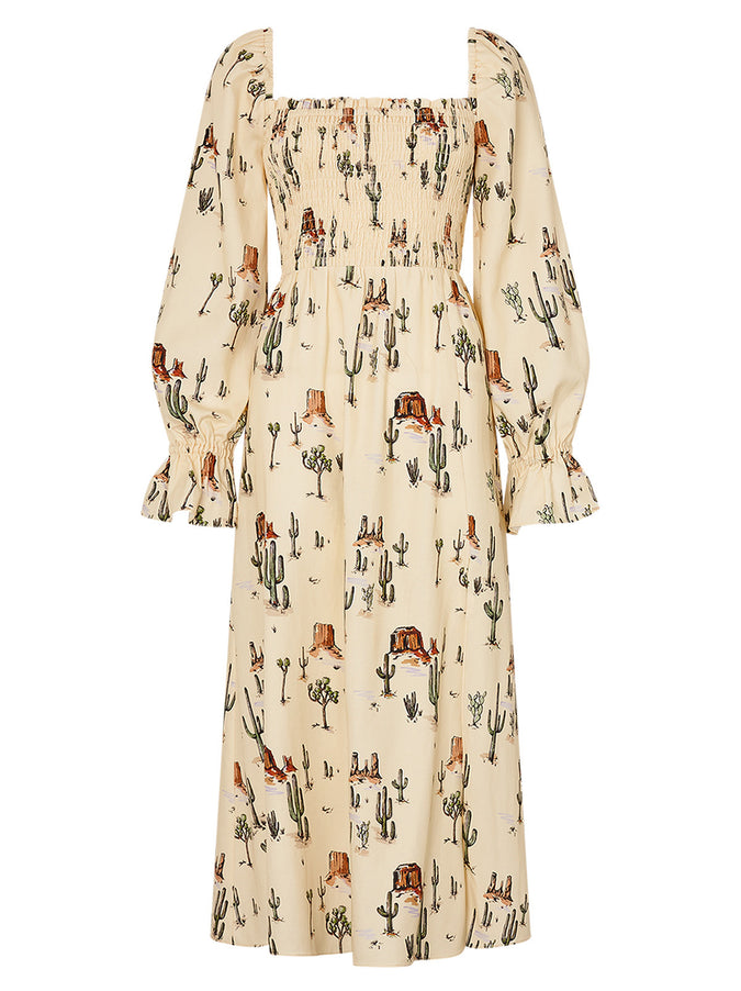 Jolene Joshua Tree Print Shirred Dress by KITRI Studio