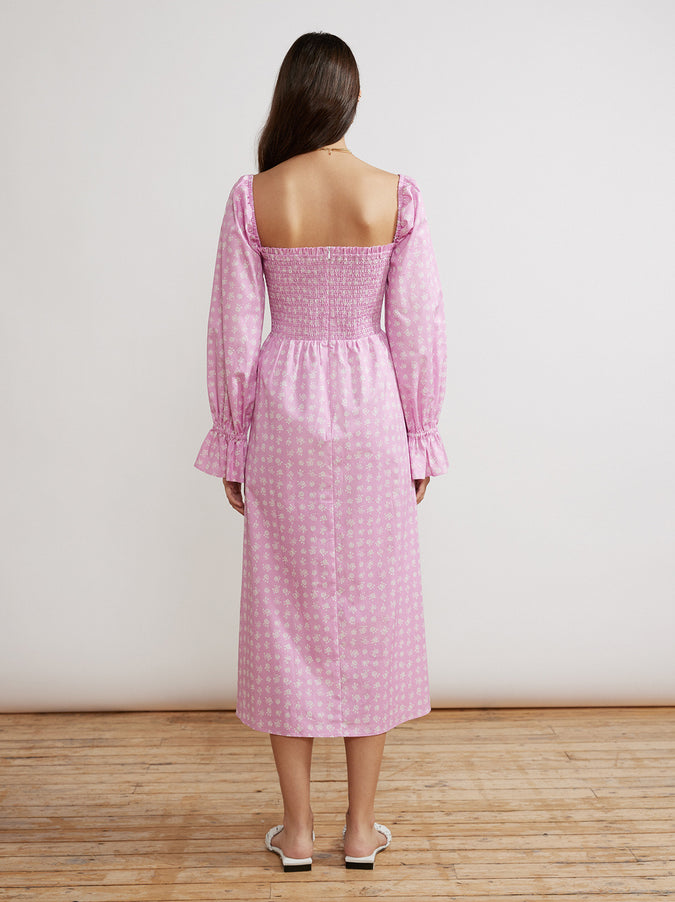 Jolene Pink Floral Shirred Cotton Dress
