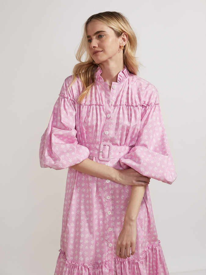 Joni Pink Floral Cotton Dress