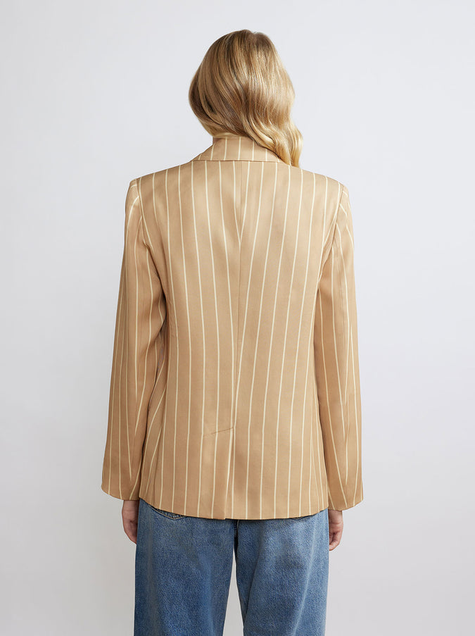 Josephine Camel Stripe Double Breasted Blazer by KITRI Studio