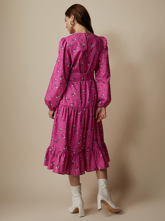 Alana Pink Floral Midi Dress by KITRI Studio