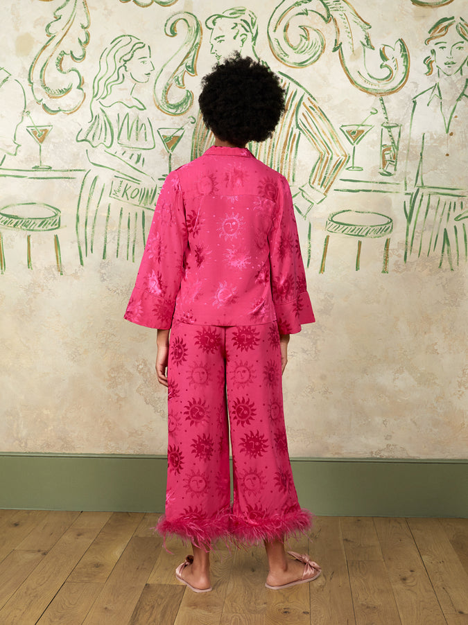 Apollo Pink Feather Trousers by KITRI Studio