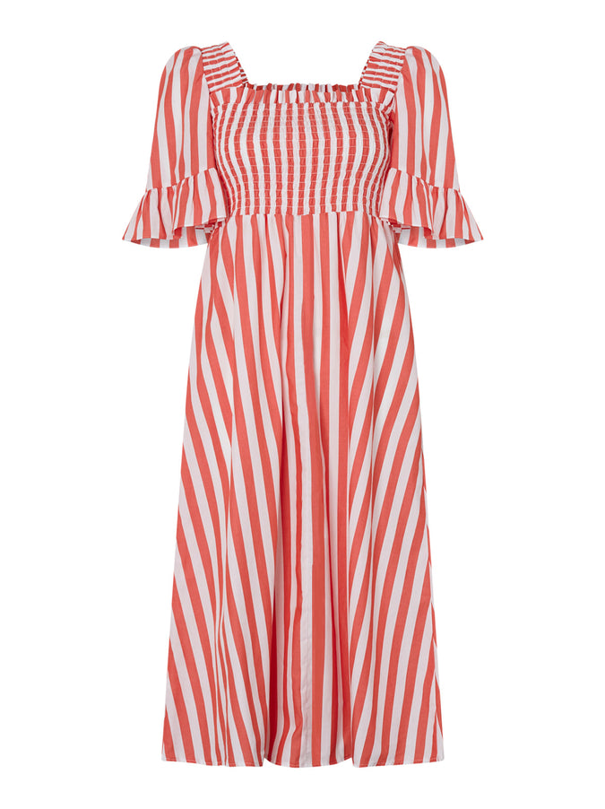 Arabella Striped Cotton Shirred Dress by KITRI Studio