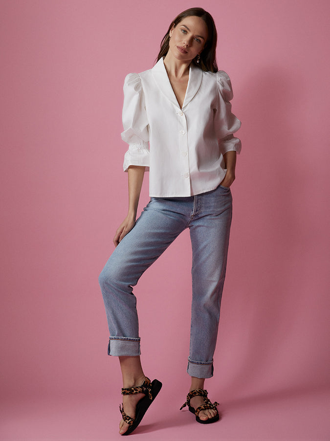Bretta Ivory Cotton Top by KITRI Studio