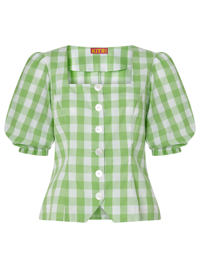 Bridget Green Gingham Top by KITRI Studio