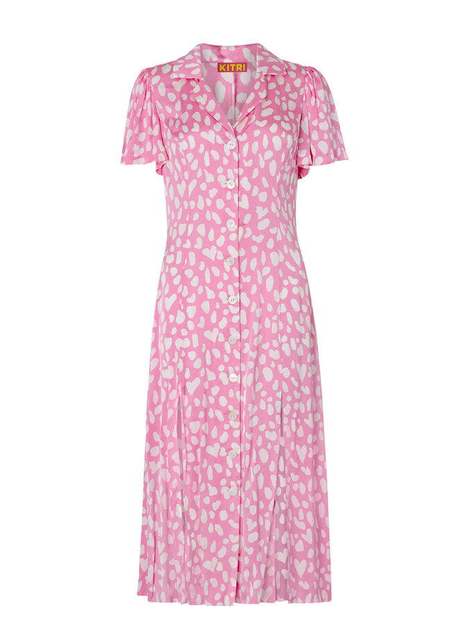 Calley Pink Animal Shirt Dress by KITRI Studio